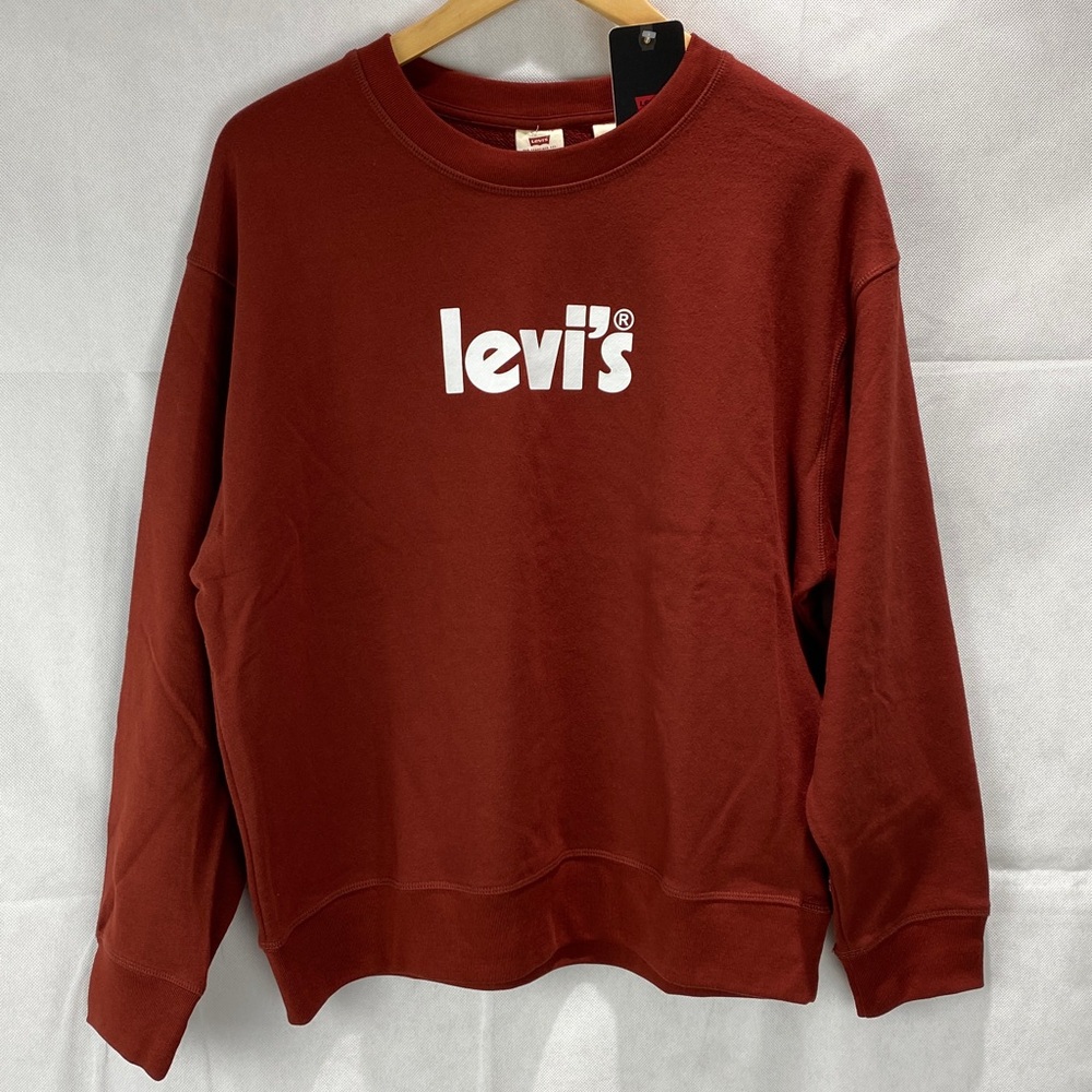 New Levi’s Women’s Sweatshirt Brown Large Crewneck Front Logo Lightweight